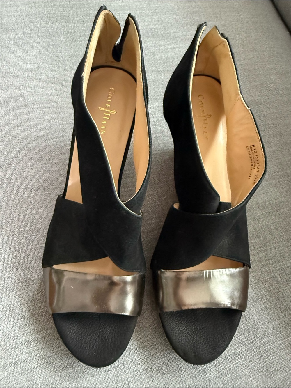 Cole Haan Black Suede Heels with Metallic Strap